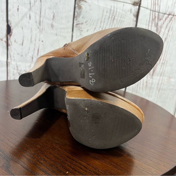 JESSICA SIMPSON faux leather Women's Tall Brown Platform Heeled Slouch Boots 7.5 - Picture 14 of 16